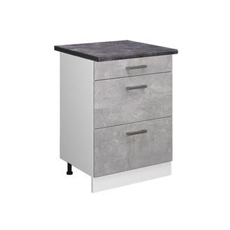 Vicco Mueble Bajo De Cocina R-line, Hormig&oacute;n, 60 Cm Con Cajones, Et Antracita