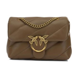 Pinko Borsa a tracolla in pelle matelass&eacute; - - Bags - Donna - Marrone - ONE SIZE