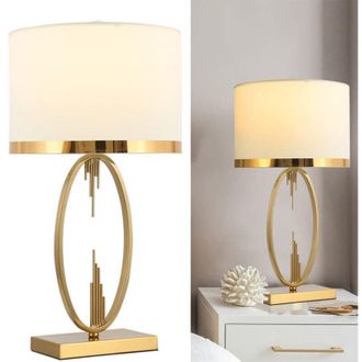 Elle L&aacute;mpara De Mesa Moderna De Metal Con Pantalla De Tela, Ideal Para Sal&oacute;n, Comedor, Oficina, Dormitorio O Mesita De Noche. Ligera, 48 Cm De Altura, 1 Ca