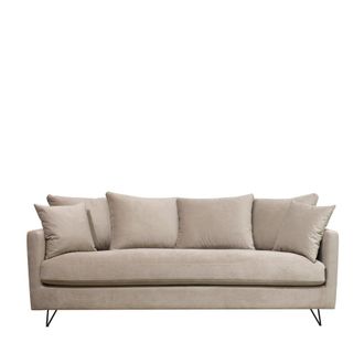 DRAWER Sof&aacute; cama 3 plazas terciopelo patas metalicas negras - Beige