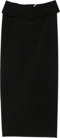Patrizia Pepe Midi Rok met Riem - Dames - Midirokken - Zwart - L - Rokken