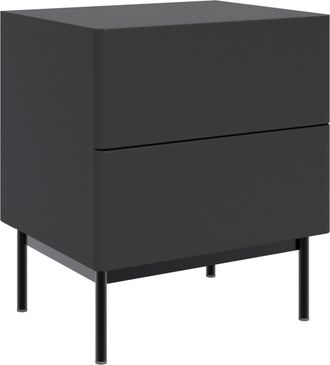 Selsey Selsey Olio - Mesita De Noche Con 2 Cajones - 50 Cm - Negro