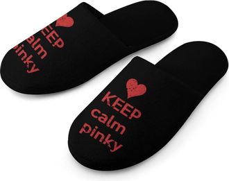 Generic Keep Calm Pinkie Warm Mens Slippers Slip On Soft Fleece House Shoes Winter Indoor Outdoor