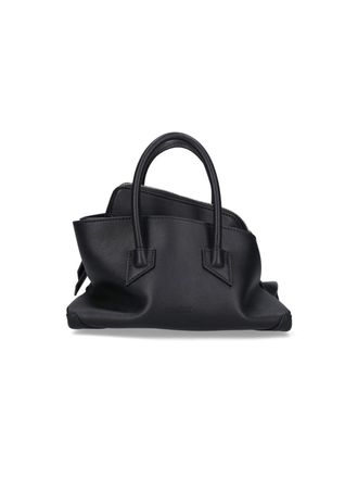 The Attico Structured Black Handbag with Zippered Compartment
