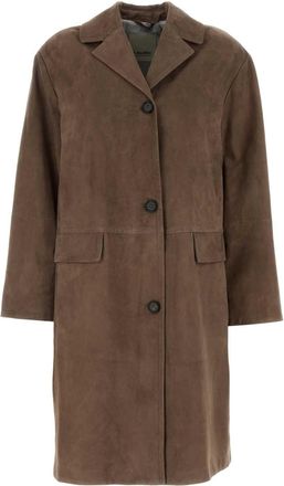 Max Mara Dove Grey Suede Ortensia Coat