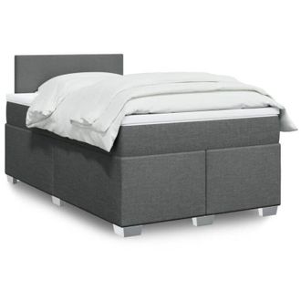 vidaXL Cama Box Spring Con Colch&oacute;n Tela Gris Oscuro 120x190 Cm Vidaxl
