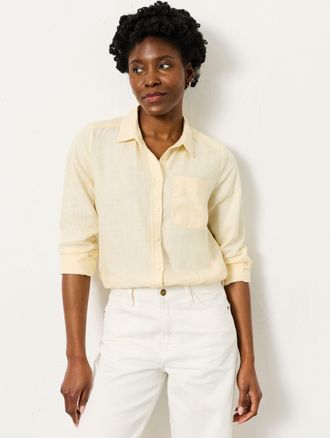 Fat Face FatFace Olivia Yellow Regular Linen Shirt