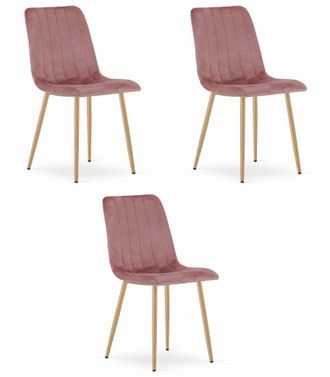 OEM Silla Lava - Terciopelo Rosa / Patas Color Madera X 3