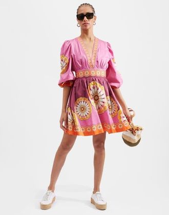 La DoubleJ Margherita Dress Napoli Plates Plac&eacute;e Pink at Nordstrom, Size X-Small