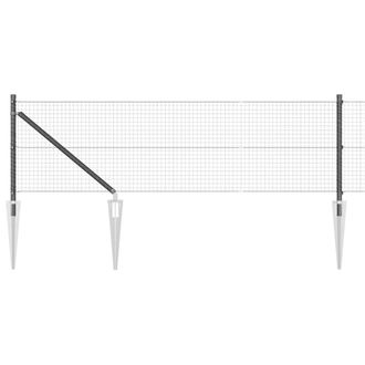 Berkfield Home Welded Wire Fence with 7 Spike Posts Grey 0.6x10 m Steel