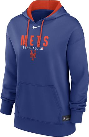 Nike Womens New York Mets Authentic Collection Nike Therma MLB Pullover Hoodie in Blue | 22MN156NNME-RMG