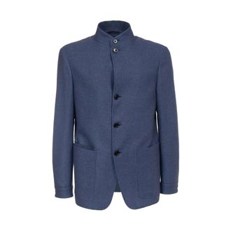 Ermenegildo Zegna Jassen, Heren, Blauw, XL, Katoen, Single-breasted Jas
