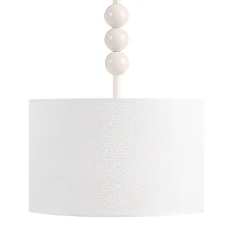 Beliani L&aacute;mpara Colgante De Metal Con Pantalla Cil&iacute;ndrica De Tela Estilo Moderno De Mediados De Siglo Blanco Loky