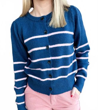 Compa&ntilde;&iacute;afant&aacute;stica Womens Striped Cardigan In Navy Blue