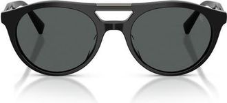 Brunello Cucinelli 51mm Polarized Oval Sunglasses in Black at Nordstrom