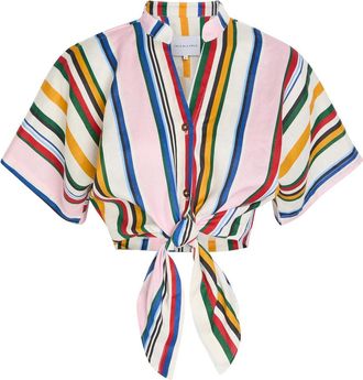 Cala de la Cruz Leroy Striped Cropped Linen top - Stripe - M (UK12 / M)