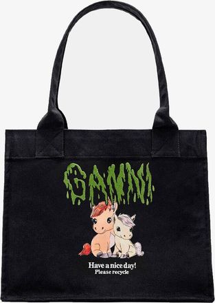 Ganni Mixed Pony Printed Large Tote