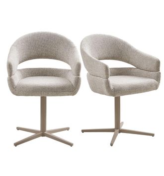 Moloo Silla de comedor giratoria en tela beige (x2)