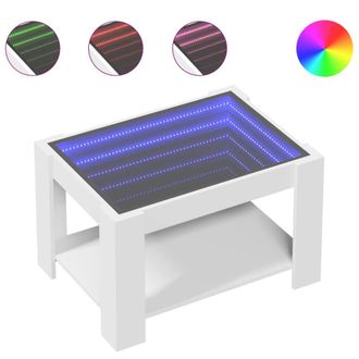 Berkfield Home Coffee Table with LED White 73x53x45 cm Engineered Wood | Size: 73 x 53 x 45 cm