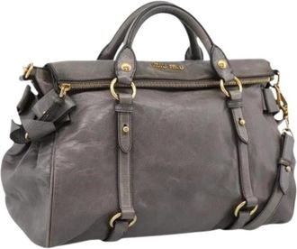 Miu Miu Pre-owned Hand Bag - Dames - Vintage Handtas - Grijs - ONE Size - Leer - Vintage