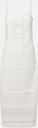 Staud Corinna embroidered cotton voile midi dress