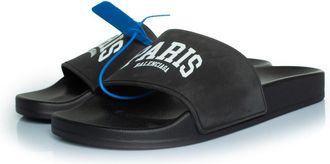 Balenciaga Pool slide Parijs print in zwart