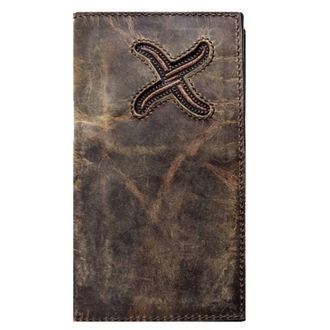 Twisted X Boots Distressed X Logo Rodeo Wallet In Brown Bomber