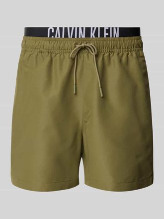 Calvin Klein Underwear Badehose mit Label-Print in Oliv, Gr&ouml;&szlig;e L