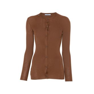 Prada Ribbed Knit Wool Cardigan