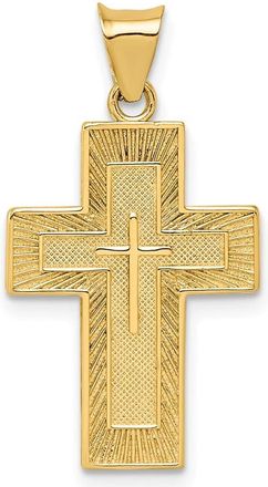 Diamond2Deal 14k Yellow Gold Textured Reversible Lords Prayer in Spanish Cross Pendant