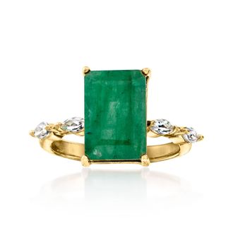 Ross-Simons Emerald and. White Topaz Ring in 18kt Gold Over Sterling