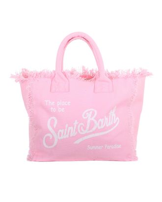 MC2 Saint Barth Fringed Cotton Canvas Tote Bag with Logo Detail