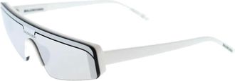 Balenciaga Accessoires, unisex, Wit, ONE Size, Leer, Ski Shield Zonnebril