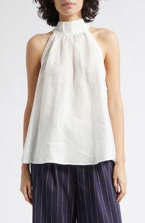 Reiss Andi Sleeveless Linen Mock Neck Top in Ivory at Nordstrom, Size 14