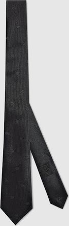 Gucci Double G Silk Jacquard Tie, Black, Silk