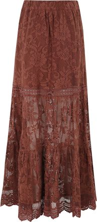 Miss Bikini Flared Long Lace Skirt With Scalloped Hem