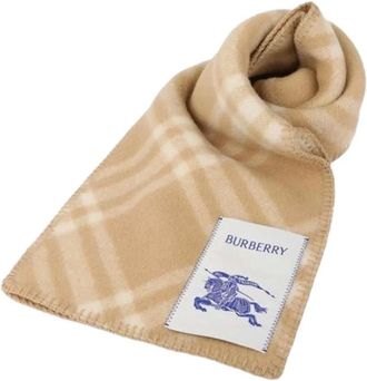 Burberry Pre-owned Scarves, female, Beige, Size: ONE SIZE Pre-owned Checked Wool Scarf