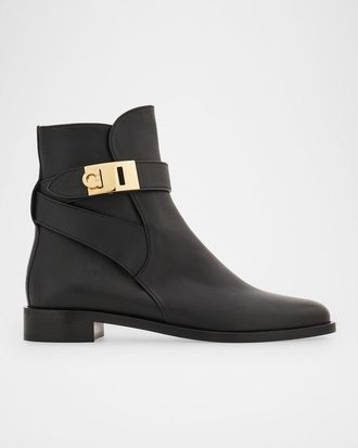 Ferragamo Zanira Leather Ankle Boots