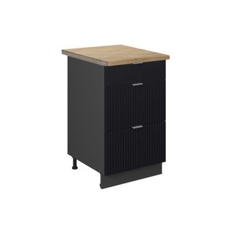 Vicco Mueble Bajo De Cocina Fame-line, Rayas Negras, 50 Cm, Et Roble