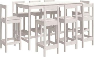 vidaXL 9 Piece Bar Set White Solid Wood Pine Vidaxl