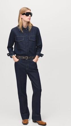 Mango Jeans diritti bordo inferiore cucitura blu scuro - Donna - 36 - MANGO