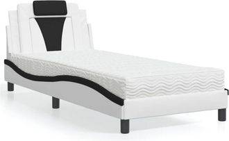 vidaXL Cama Viana Con Colch&oacute;n Cuero Sint&eacute;tico Blanco Y Negro 80x200 Cm Vidaxl
