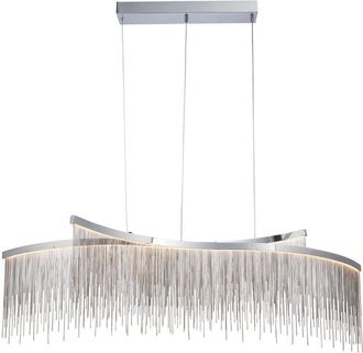 Loops Twin Ceiling Pendant Light Fitting - Chrome Plate & Silver Waterfall Chains
