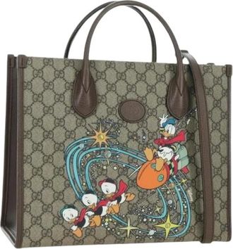 Gucci Pre-owned Tote Bags, female, Beige, Size: ONE SIZE Pre-owned Vintage GG Canvas Tote