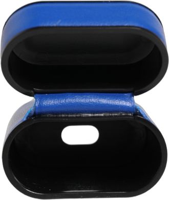 Dolce & Gabbana Womens Case Blue Calf Leather Logo Flip Holder Strap Airpods Polyurethane Accessory