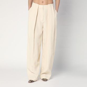 Stella McCartney Wide butter-coloured pants in linen blend
