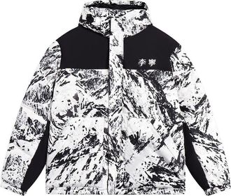Li-Ning Mountain All-Over Print Down Jacket White Black AYMS379-6