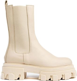 VAMSKO Molly Hoge Enkellaarsjes - Dames - Chelseaboots - Beige - 38 EU - Leer - Schoenen