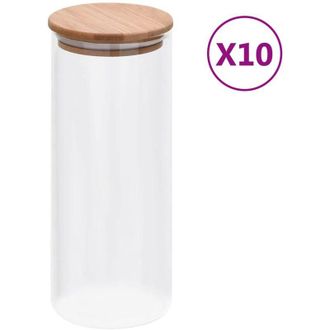 vidaXL Frasco De Vidrio 10 Pcs Transparente 8,5 X 8,5 X 21,5 Cm Vidaxl