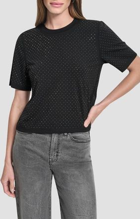 DKNY Studded Cotton Blend T-Shirt in Black at Nordstrom, Size X-Large